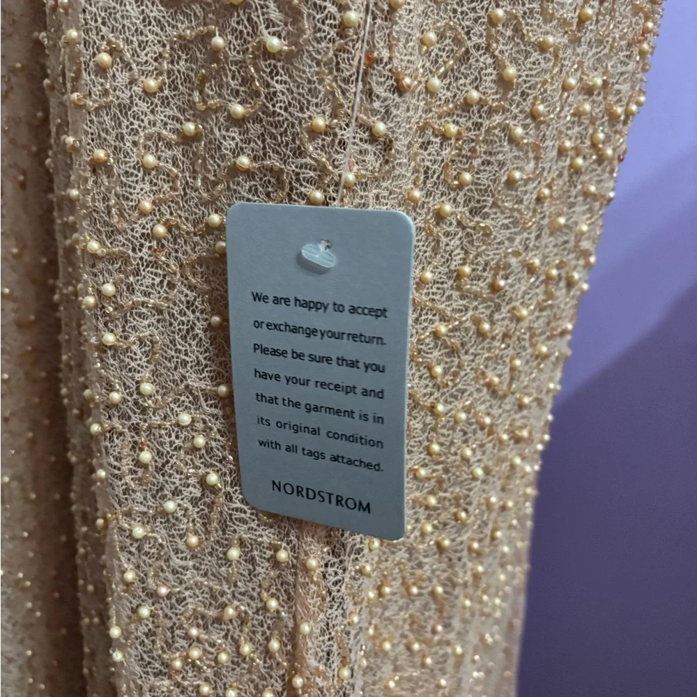 JS Collections Peach Beaded Maxi Gown - Picture 5 of 8